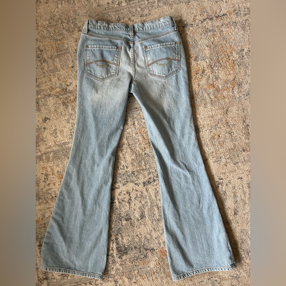 Massimo, low rise, flare, vintage, Y2K trendy, cotton light blue jeans, size 5‌ - Picture 3 of 13